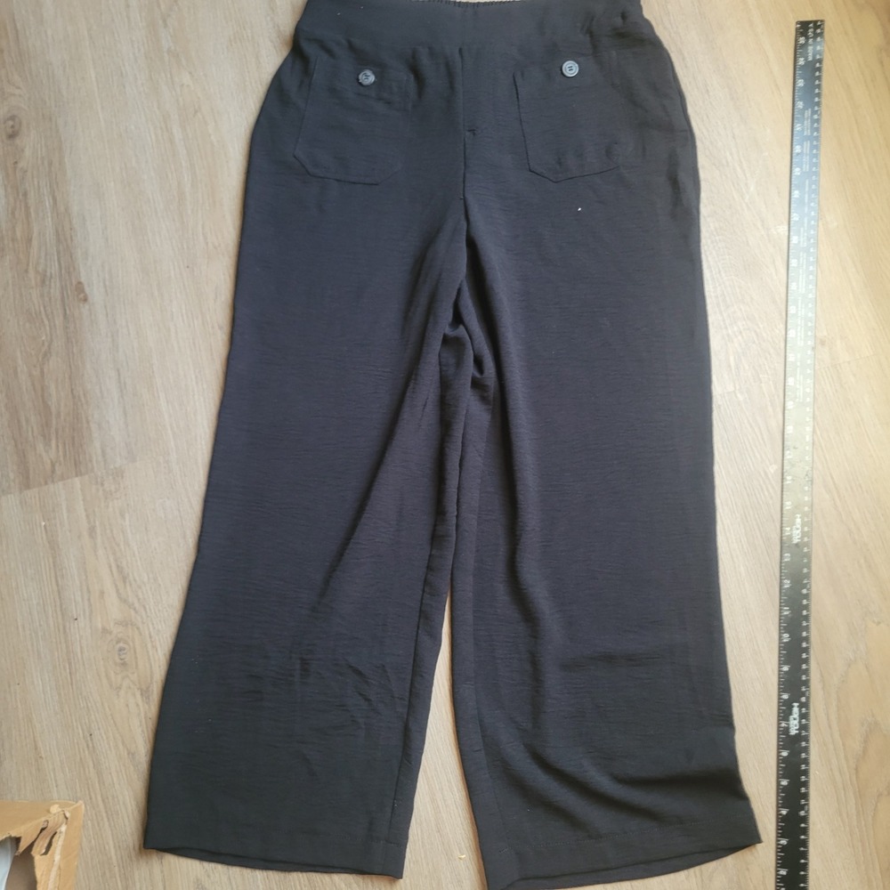 Soho Apparel Women Pants S Black Polyester Wide Leg Casual Flowy Loungewear